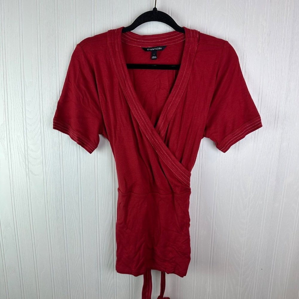 41 Hawthorn Faux Wrap Top‎ Red Size Large